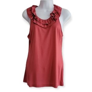 BANANA REPUBLIC coral ruffle neck tank